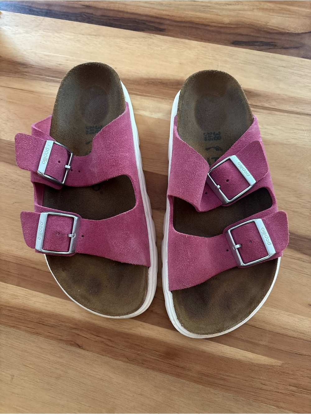 Birkenstock Suede Double-Buckle Slide Sandals - Rose Pink
